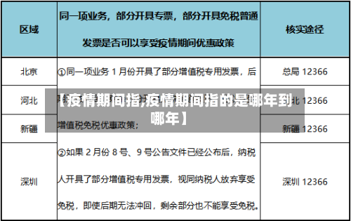 【疫情期间指,疫情期间指的是哪年到哪年】